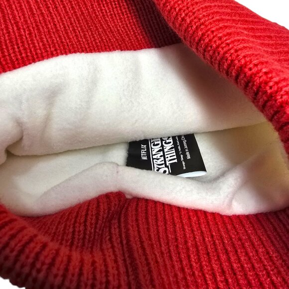 Pom Beanie Knit Hat Stranger Things Embroidered Unisex One Size Brand New - Picture 10 of 11